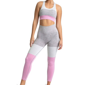 Ensemble de yoga pour femme de haute qualité, vêtements de sport, logo uni sur le devant, sans couture, en Spandex/Polyester, taille élastique, séchage rapide, respirant, direct usine - Product Image 1