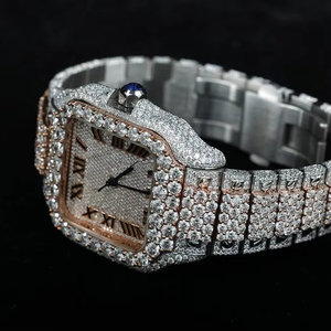 Meilleure qualité automatique Roamn chiffres VVS Moissanite diamant montre Rose or glacé luxe Antique Hip Hop carré pour nouveauté - Product Image 1