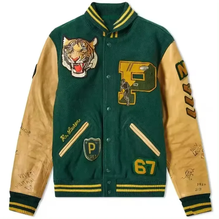 OEM Men's Jackets High Quality Custom Chenille Embroidery Patches Fabric Warm Bomber Letterman Baseball Jacket (PayPal verified)