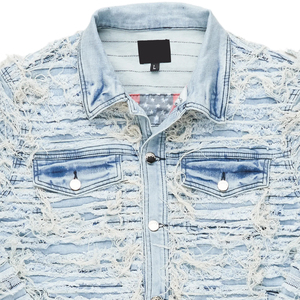 Vestes en jean de haute qualité pour hommes Veste en jean vintage en détresse Veste en jean coupe-vent coupe ajustée pour hommes - Product Image 5