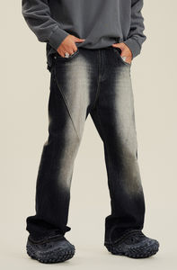 Best-seller Vêtements personnalisés unisexes Jeans droits délavés vintage en détresse Jeans denim effet délavé au soleil pour hommes - Product Image 4