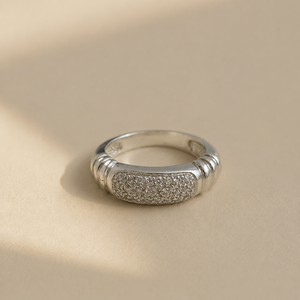Bague Aurielle Pav - Bague en or véritable 18 carats et platine avec pierre précieuse, certifiée IGI, clarté VS, bague de promesse - Product Image 2