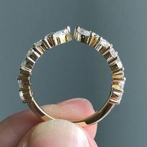 Anillo de banda de eternidad de diamante cultivado en laboratorio de corte redondo y marquesa, fiesta de compromiso fina de oro de 14 quilates para novia, regalo de propuesta perfecta - Product Image 3