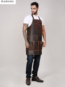 2023 superventas cinturones ajustables de etiqueta privada delantal de cuero para hombre impermeable a prueba de aceite delantal Industrial personalizado Crazy Horse - Product Image 6