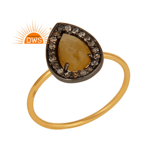 Anillo apilable de piedras preciosas de zafiro amarillo y Diamante chapado en oro de 18 quilates de plata esterlina superventas, fabricante de joyería fina Demi - Product Image 1