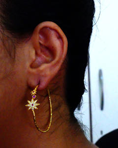 Boucles d'oreilles créoles traditionnelles en argent sterling 925 rubis blanc topaze pierres précieuses abordables à la mode style vintage - Product Image 5