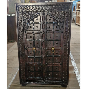 Armoire élégante en bois autoportante sculptée à la main stockage spacieux cadre durable assemblage facile pour traditionnel verrouillable - Product Image 2