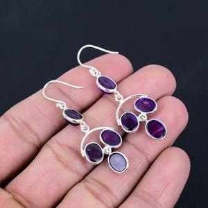 Boho Style classique boucles d'oreilles bijoux pour femmes bijoux en argent 925 argent Sterling améthyste pierres précieuses boucles d'oreilles faites à la main cadeau pour - Product Image 2