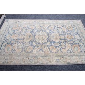 พรมวินเทจขนาด 4.3x7 ฟุต, พรมสไตล์ตุรกี, พรมลายดอกไม้สีเบจฟ้า - Product Image 4