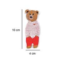 Parche de Tela Bordado en 3D con Forma de Oso de Peluche para Ropa y Gorras Personalizadas, Estilo Cosido
