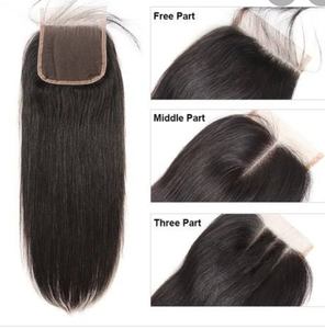 Vente directe d'usine de l'Inde fermeture de dentelle de cheveux humains naturels indiens 4X4 5X5 6X6 extensions moyennes et en trois parties gratuites - Product Image 4
