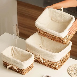 Ensemble de 3 paniers en jonc de mer avec doublure en tissu, paniers de rangement faits à la main, vente en gros, écologiques, fabriqués au Vietnam - Product Image 3