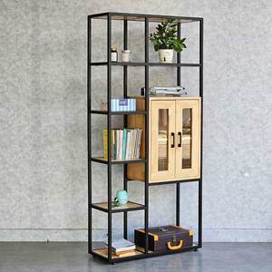 Étagère décorative pour salon 80x30x170cm KTB68173 avec armoire en bois de caoutchouc et structure en fer - Product Image 2