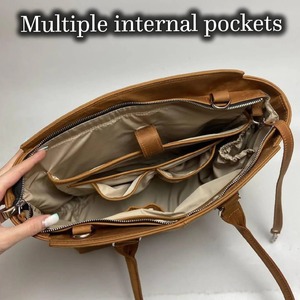 Sac à main pour ordinateur portable en cuir véritable de luxe, unisexe, sac à bandoulière pour ordinateur portable de travail, grande capacité, léger - Product Image 4