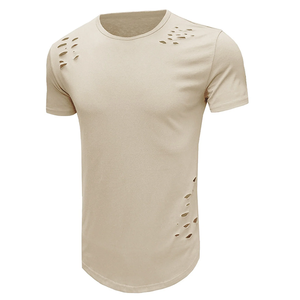 เสื้อยืดมีรอยฉีกของผู้ชายเสื้อ100% ผ้าฝ้ายระบายอากาศได้ดีเป็นมิตรกับสิ่งแวดล้อม - Product Image 5