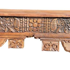 Mesa Consola Tallada a Mano en Madera, Estilo Rústico Contemporáneo, Convertible con Espejo, para Entrada, Villa, Sala de Estar, Decoración de Hotel - Product Image 4