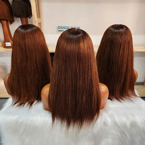 Nouvelle perruque courte 2026, 14 pouces, blonde, lisse, HD transparente, cheveux humains vierges, densité 200%, double tirage, pour femmes - Product Image 4