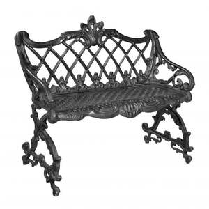 Functional and artistic bench made of cast iron with strong wood slats and vintage <b>aesthetic</b> for long term outdoor use - Product Image 4