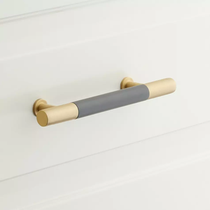 Tirador de Gabinete de Latón Macizo de Lujo con Empuñadura de Cuero, Diseño Moderno, Acabado Duradero para Decoración de Muebles de Hogar de Primera Calidad - Product Image 1