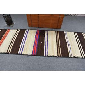 Alfombra de 2.7x10.2 pies, Alfombra Turca Vintage, Alfombra de Lana Marrón - Product Image 2