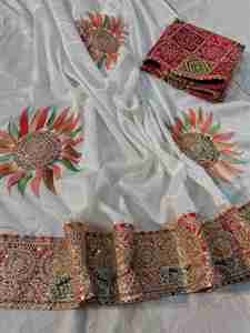 Chinon de qualité supérieure avec des paillettes travail Saree femme fabricant de mode de Surat au taux le plus bas - Product Image 5