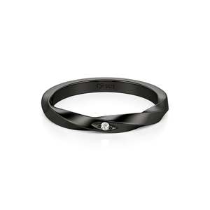 Anillo de Boda Minimalista para Hombre Jeulia, Diseño Trenzado Negro con Diamante Corte Esmeralda en Platino - Product Image 1