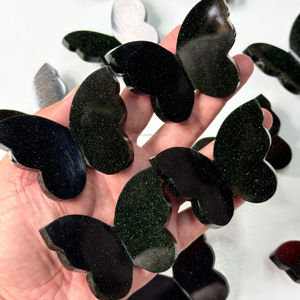 Farfalla 3D in Cristallo Green <span class=keywords><strong>Goldstone</strong></span> Intagliata a Mano, Imitazione Antica, Regalo di Nozze Feng Shui, Decorazione per la Casa, Vendita all'Ingrosso - Product Image 1