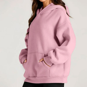 Sudadera con capucha de algodón 100% para mujer, cuello alto corto con cremallera, logotipo personalizado, ropa de invierno con estampado Digital de patrón sólido - Product Image 5