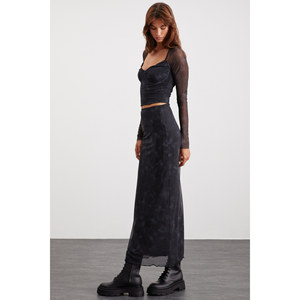 GRIMELANGE BEULAH Women's Slim Fit <b>Maxi</b> <b>Skirt</b>-Elastic Waist Tulle <b>Tie</b>-<b>Dye</b> Leopard Print - Product Image 4