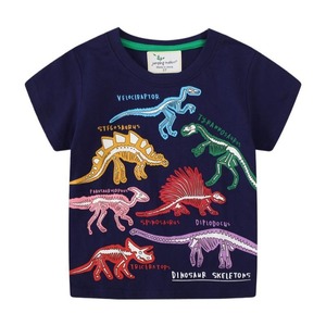 Venta al por mayor Casual de manga corta de algodón puro suelto dibujos animados impreso niños y niños camisetas de verano estilo Top de manga corta - Product Image 4