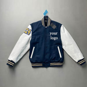 แจ็คเก็ตเบสบอลวาร์ซิตี้ผู้ชายแบบกำหนดเอง แขนหนัง ปักลาย อุ่นสบายสำหรับฤดูหนาว สไตล์นักเรียนมัธยม - Product Image 1