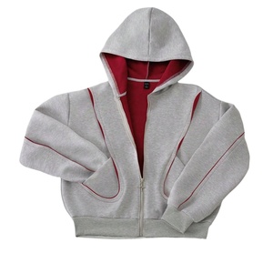 Sweat-shirt à capuche unisexe coupe ample, design color block, patchwork, tendance, décontracté, surdimensionné, fermeture éclair, pour hommes - Product Image 1