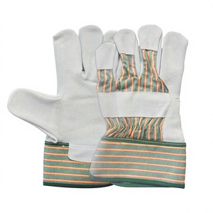 Gants de travail en cuir de vachette pleine fleur, double paume, robustes, durables, flexibles, antidérapants, résistants à la chaleur, avec manchette de sécurité en caoutchouc. - Product Image 1