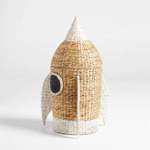 Rocket Woven Kids <b>Hamper</b> Storage Natural Basket Hand Woven Natural Water Hyacinth Basket <b>for</b> Kid's Room - Product Image 2