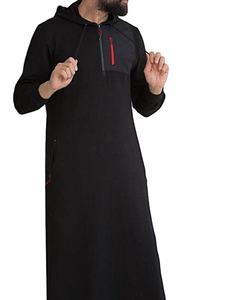 Batas de Color sólido Casual Dubai Arabia Saudita Hombres Jubba Thobe con capucha Thobes Hombres Elegante Out Wear Thobe Robe - Product Image 3
