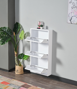 Modern Minimalist 3-Layer <b>Shoe</b> Rack Black Metal Office Wall Mounted up to 11 Pair 150x510x117cm Cabinet - Product Image 4