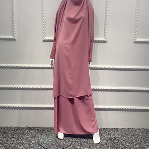 Ramadan Eid Jilbab ensemble 2 pièces de prière vêtement Abaya Robe femme longue Khimar Hijab Robe Kaftan Niqab Islam dubaï vêtements - Product Image 5