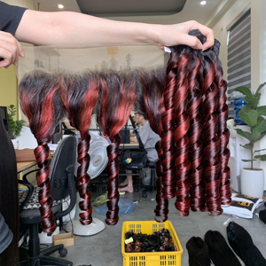 Extensions de Tissage de Cheveux Humains Vietnamiens Bouncy Curly Hair Bundles Remy - Product Image 1