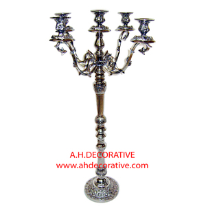 Portavelas de aluminio, candelabros de 5 luces con candelabros hechos a mano de boda niquelados, soporte para la venta, impresión personalizada - Product Image 5