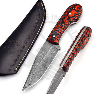 Venta caliente OEM/ODM personalizado hecho a mano de alta calidad completo Tang Damasco acero Skinner cuchillo con mango de madera de nogal y Funda de cuero - Product Image 5