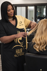 ชุดช่างตัดผมหญิง ดีไซน์ทันสมัย ผลิตตามสั่ง MOQ ต่ำ ผลิตจากใยนม ชุดยูนิฟอร์มร้านเสริมสวย พร้อมโลโก้สั่งทำ สำหรับชุดตัดผม - Product Image 5