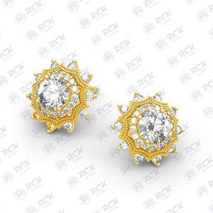 0,95 TCW estilo Vintage corte redondo Moissanite Stud pendientes para mujer boda diamante joyería regalo para ella - Product Image 5