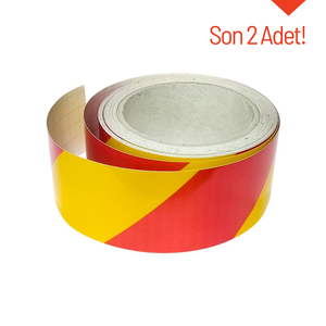 Bande réfléchissante rouge et jaune en PET, 5 cm x 10 m, bande réfléchissante - Product Image 2