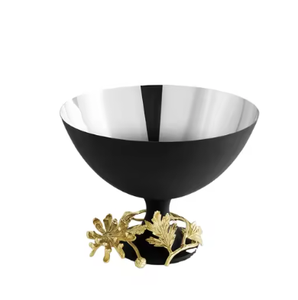 Bols de service en métal de luxe durables attrayants enduits de poudre noire mate pour les événements de mariage d'hôtel service de conception sculptée - Product Image 6