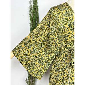 Upcycle Boho Silk Long <b>Robe</b> Tropical <b>Beach</b> Cardigan Summer House Dressing Gown Loungewear Swimsuit Cover-Up for Women - Product Image 2
