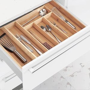Portaposate in bambù espandibile 35x26x5cm Organizer per cassetti cucina allungabile 26-37cm per riporre la cucina - Product Image 3