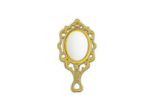 Antique Brass Handheld <b>Mirror</b> Vintage-Inspired Decorative Accent Piece - Product Image 5