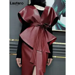 Veste en similicuir vintage surdimensionnée pour femmes et filles, avec logo personnalisé, capuche, manteau d'hiver rembourré en polyester, fourrure, grande taille, PU uni - Product Image 1