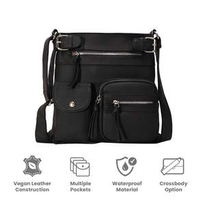 Women's Vintage Multi-Pocket Leather <b>Shoulder</b> Bag Single <b>Strap</b> Tassel Geometric Genuine Leather Polyester Zip for Summer Winter - Product Image 5