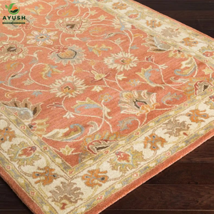 Alfombra de Lana Antideslizante con Diseño Floral, Hecha a Mano, para Sala de Estar, Dormitorio y Hogares Modernos, Ecológica y Apta para Mascotas - Product Image 4